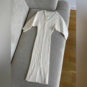 NWT Anthropologie Maeve Cream Long Sleeve Ribbed Dress